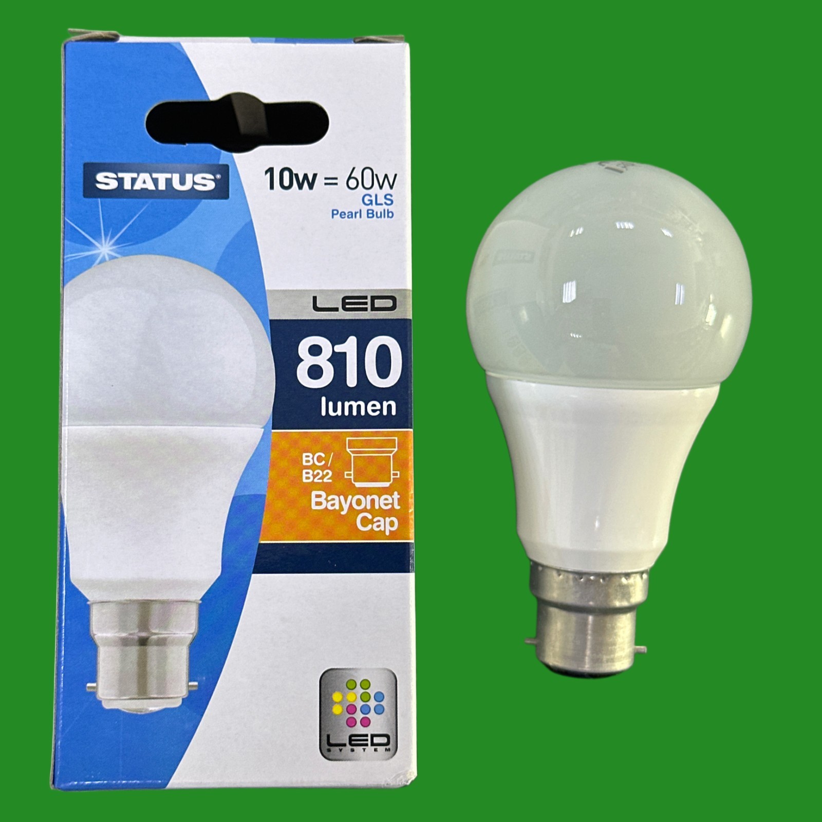 1x 10W (=60W) LED GLS Pearl Light Bulbs Bayonet BC B22, 2700K Warm White Lamp