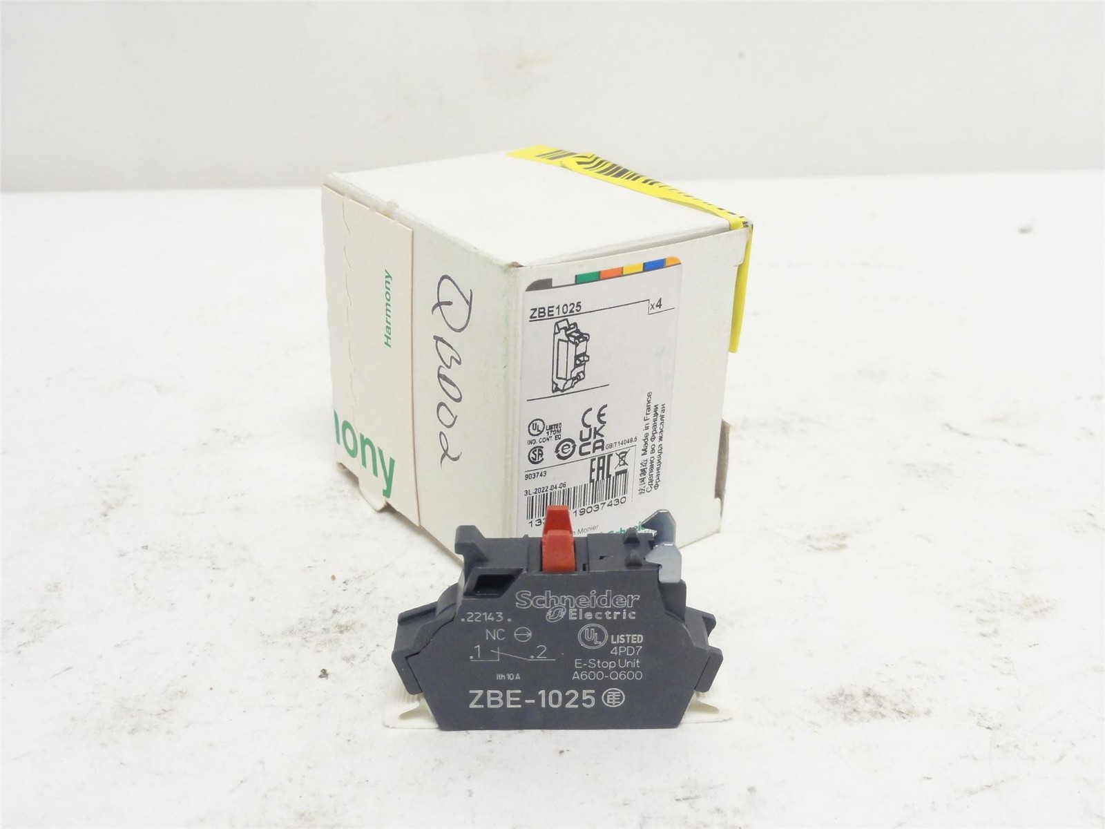 254268 New In Box; Schneider ZBE-1025 Contact Block; 3A; 240VAC; SPST-NC