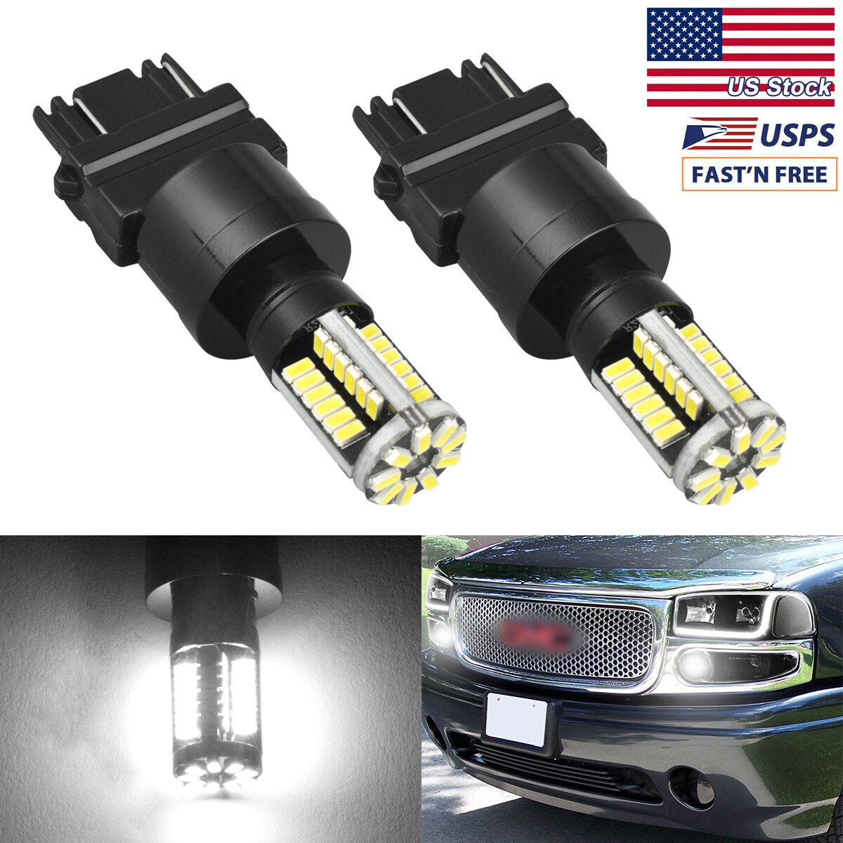 3157 White LED Daytime Running Light DRL Bulbs For GMC Sierra 1500 2500 HD 99-06