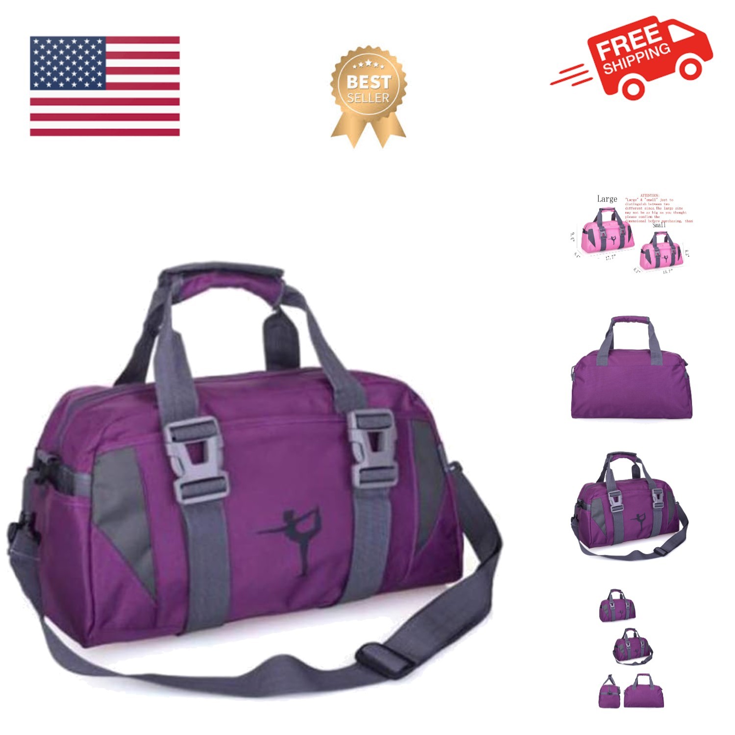 Small/Large Dance Duffle Bag For Girls Sport Gym Bags For Women Yoga Bag Larg...