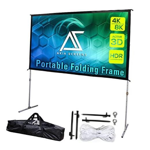 Akia 120 Inch Projector Screen with Stand and Carry Bag for Indoor & Outdoor
