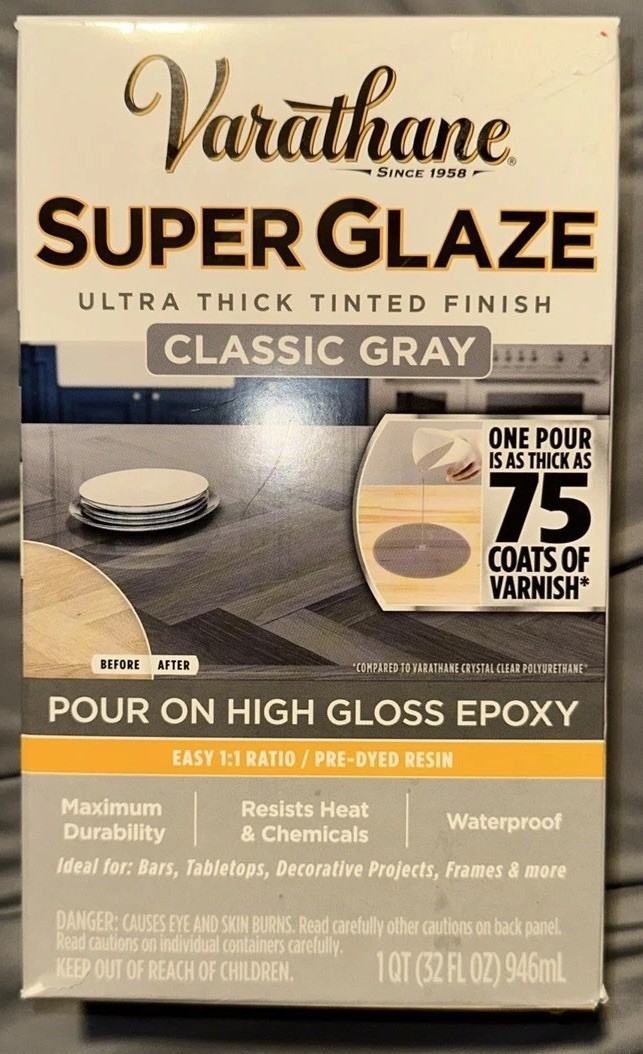 Varathane 363903 Super Glaze Pour-On High Gloss Epoxy Quart Classic Gray