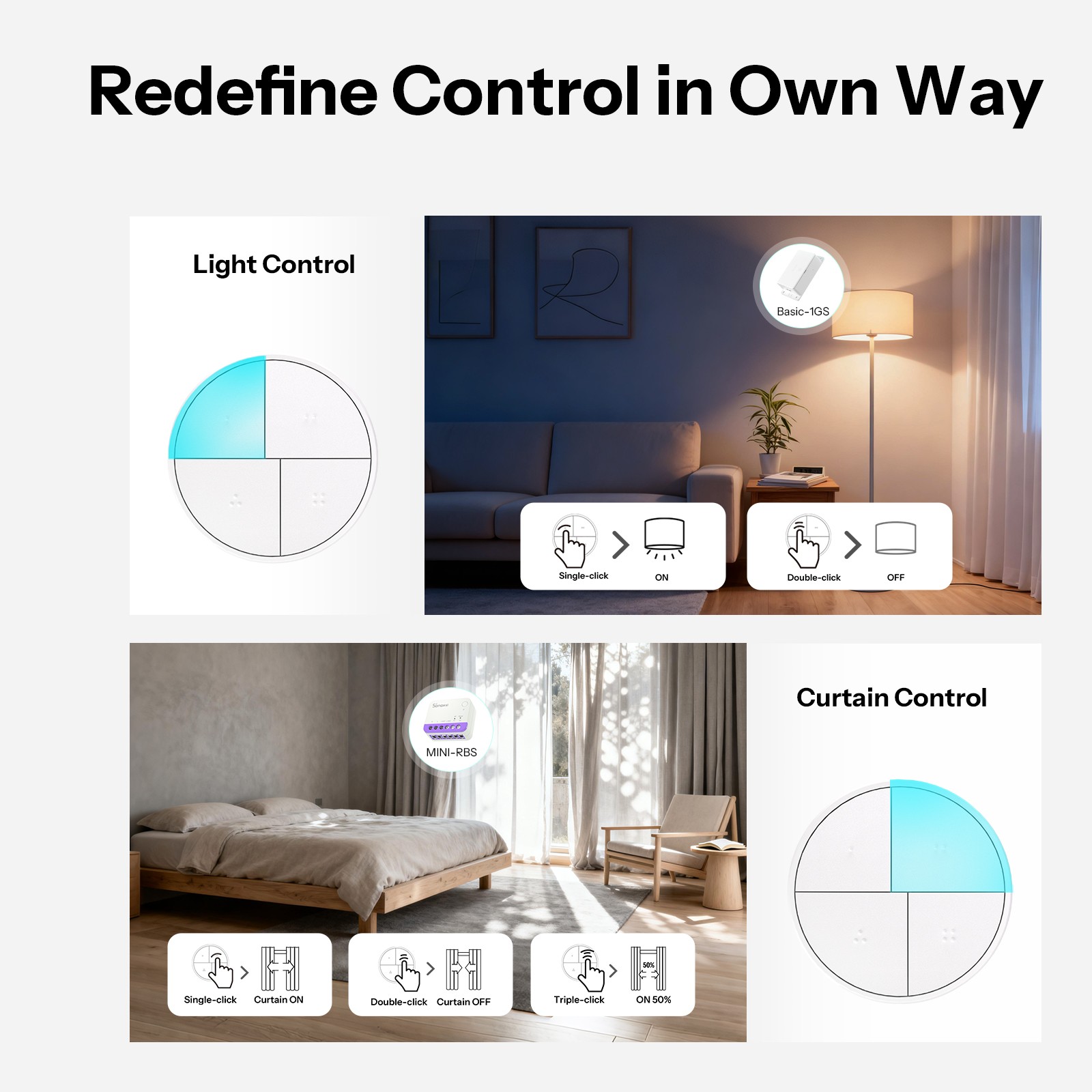 SONOFF Zigbee Smart Button Switch Wireless Dual-Protocol Switchable App Control