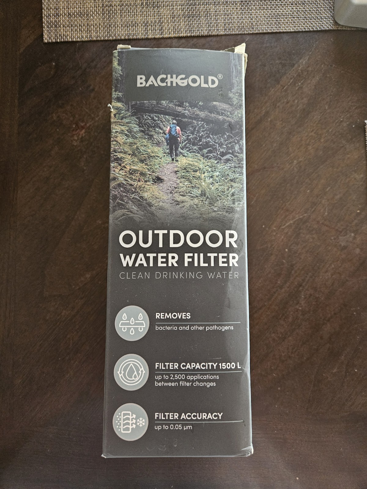 BACHGOLD Outdoor Water Filter Bottle 1500L Hollow Fiber UF Membrane Black