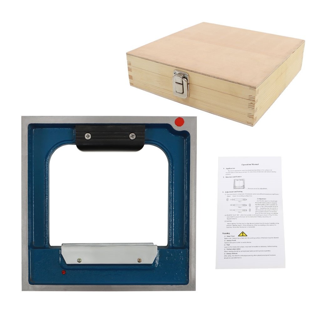 High Precision Frame Spirit Level 8 Inch x 8 Inch Sensitivity 0.0002 Inch New