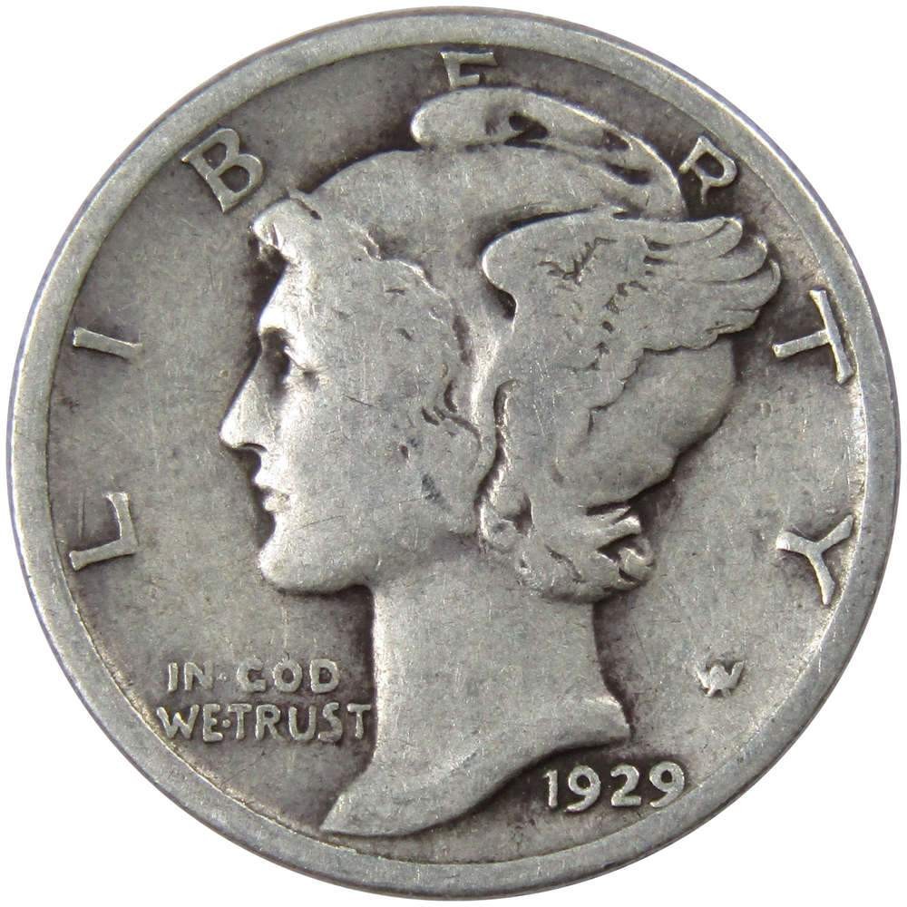 1929 Mercury Dime Circulated Silver 10c Coin Collectible