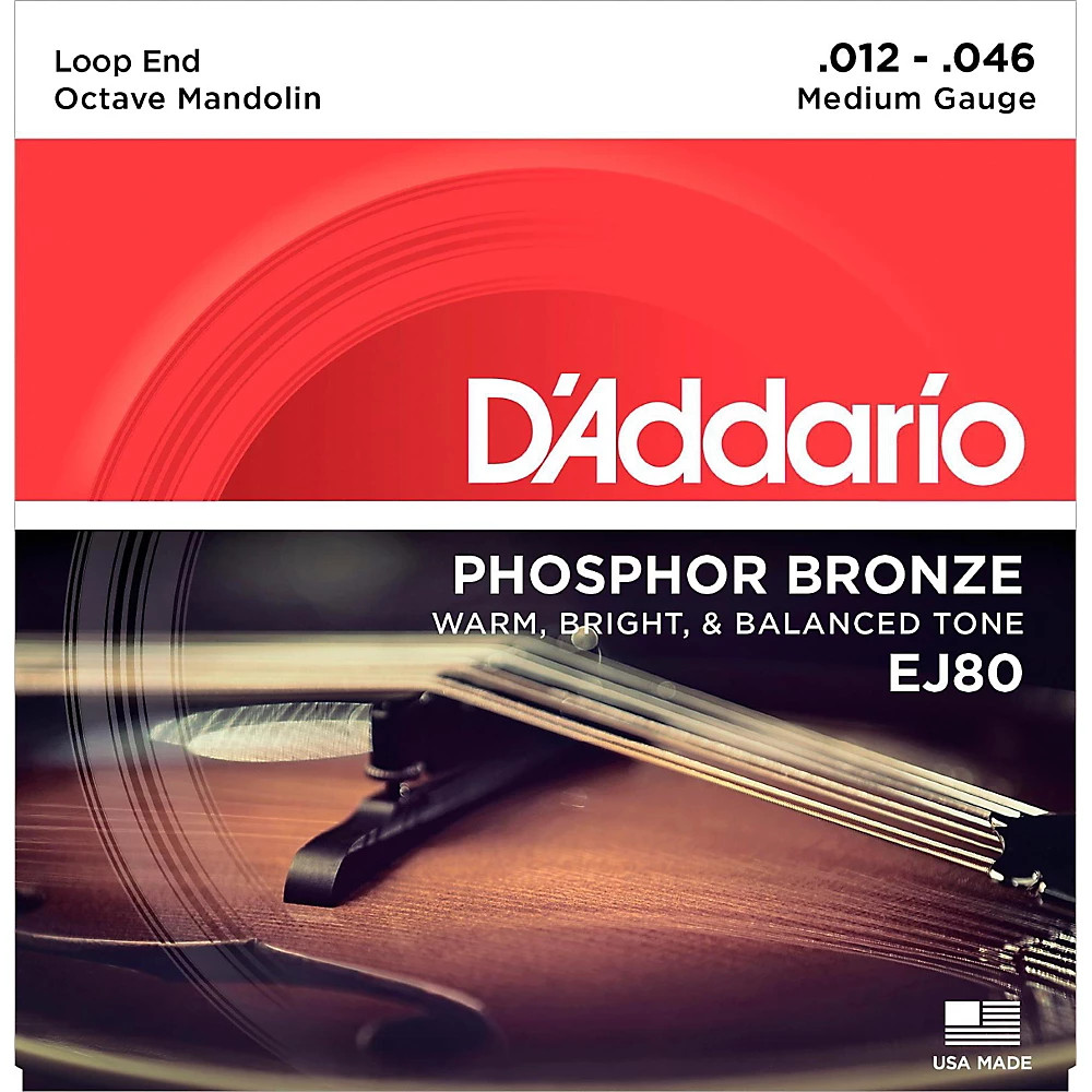 D'Addario EJ80 Octave Mandolin Strings, Medium, 12-46 Phosphor Bronze