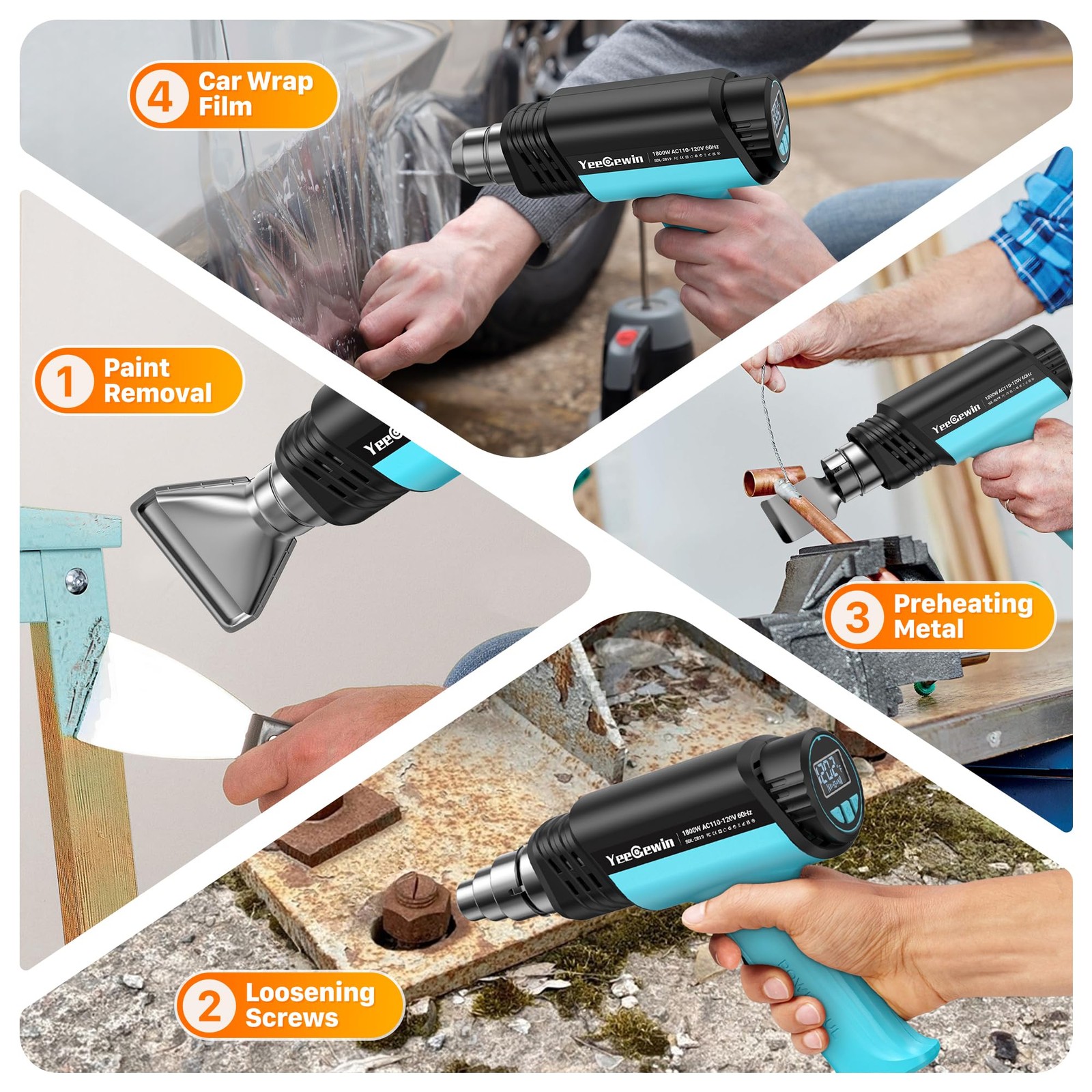 1800W Heat Compact Design Hot with LCD Display Variable Temperature Control 1...