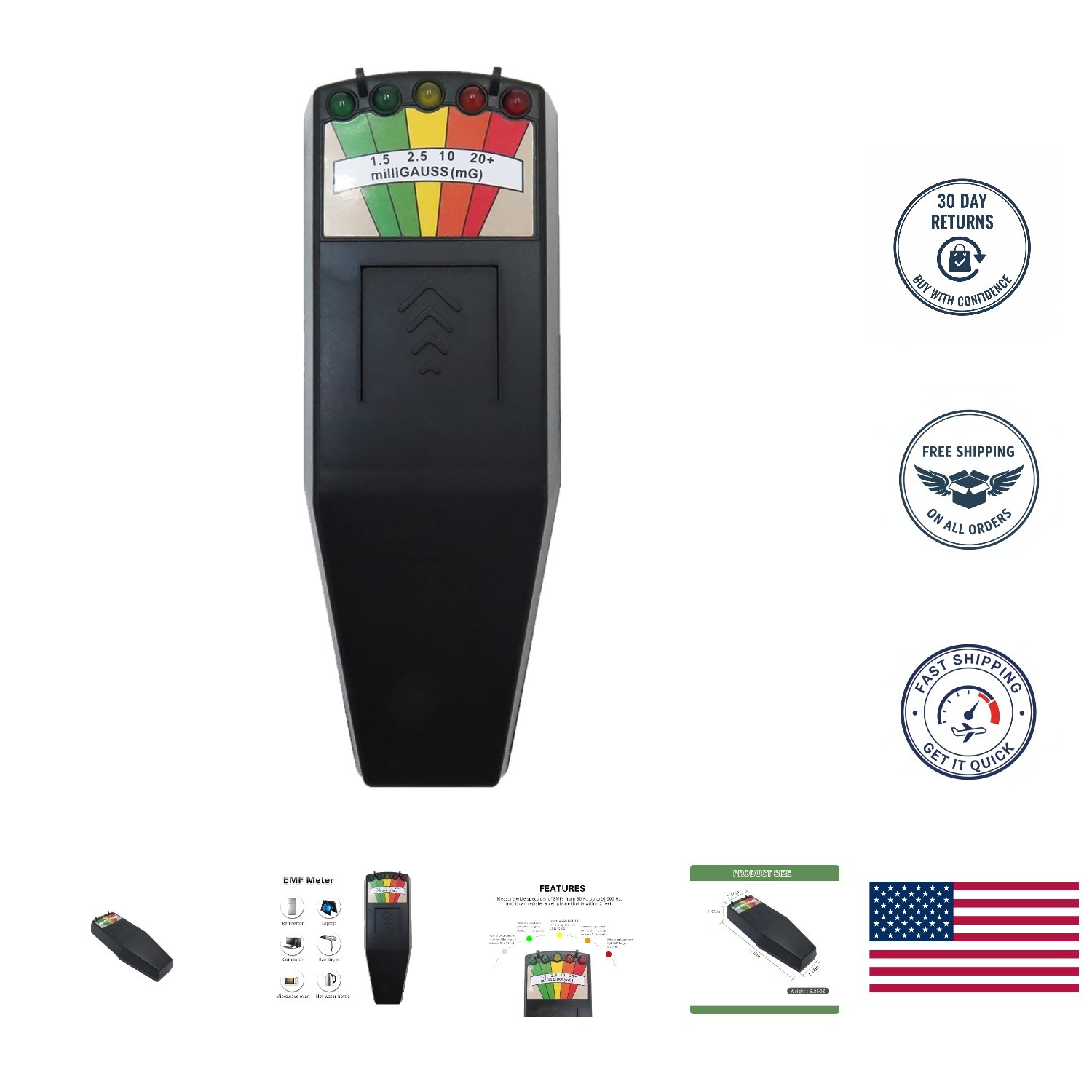 5 LED Handheld EMF Detector - Ultimate Ghost Hunting Tool, Indoor & Outdoor Use