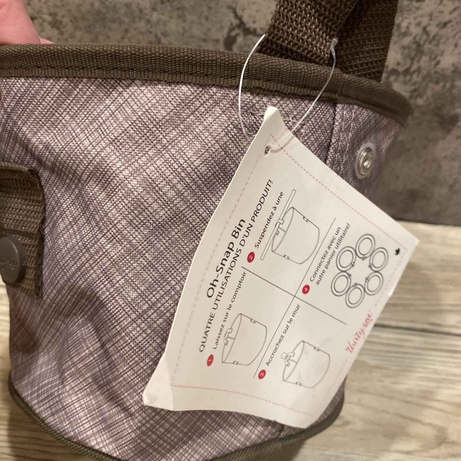 Thirty One Oh Snap Bin Brown round hanging storage Basket