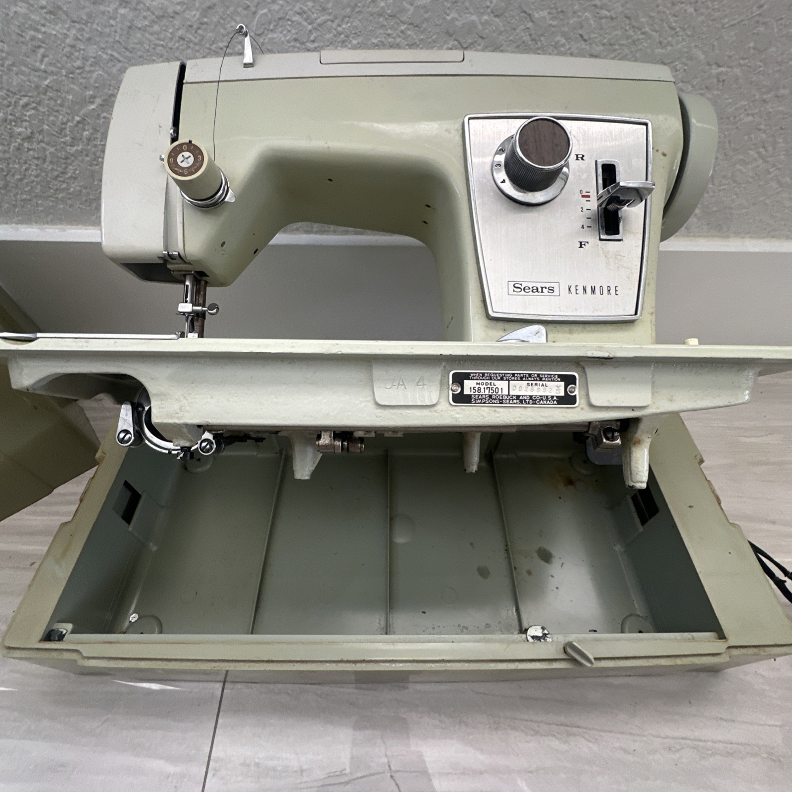 Sears Kenmore Sewing Machine Model 158 W/Pedal & Case (For Parts Or Not Working)