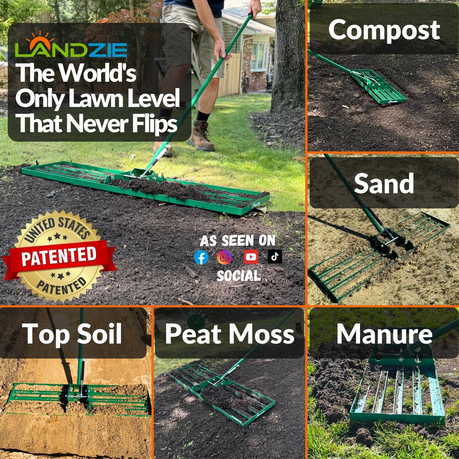 Landzie AeroLeveler - (Pneumatic 48" Leveling rake)