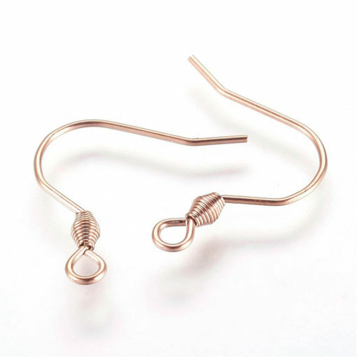 20 pcs 304 Stainless Steel Earring Hooks with Spring – Rose Gold – 18mm x 17mm