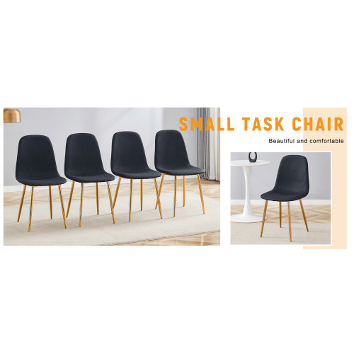 Luxury Simple Chair - Set Of 4 BLACK Linen-Cotton Material High Resilience