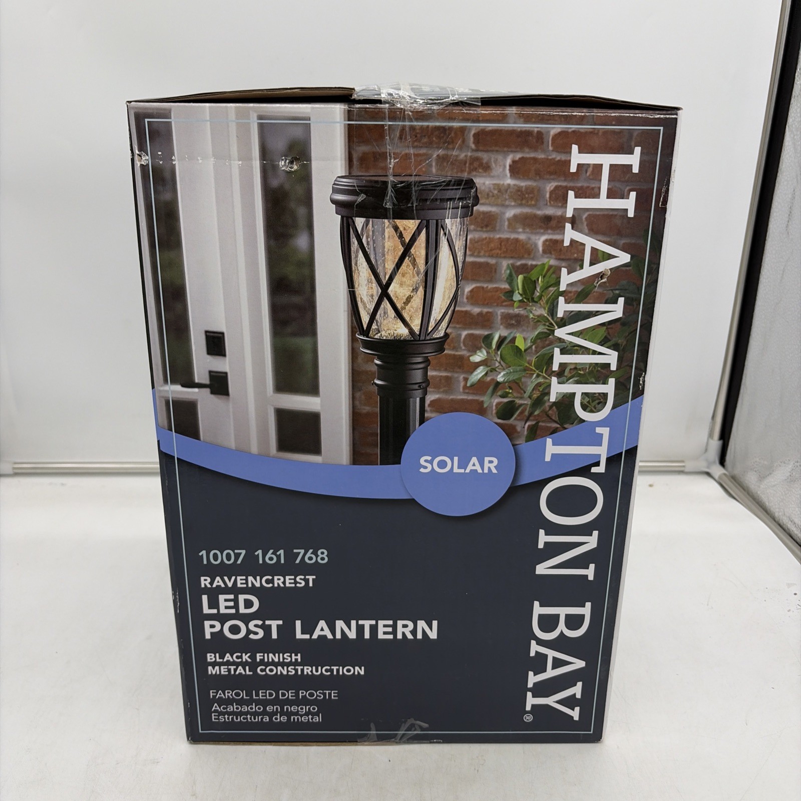 Hampton Bay Ravencrest 120 Lumens Black Outdoor Solar Post Lantern #1007161768