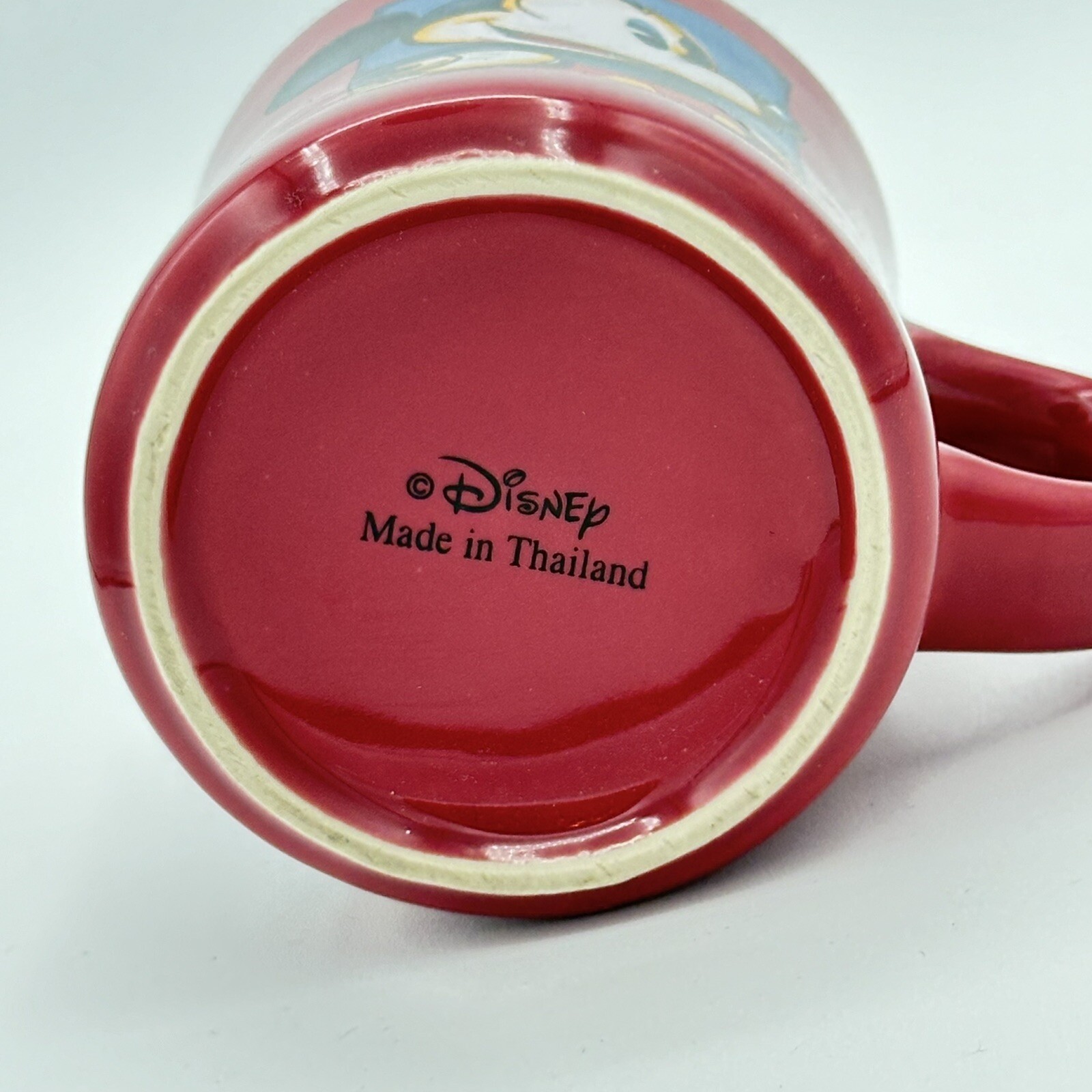 Disney Mickey Mouse Maroon Coffee Mug Blue Inside Excellent Condition No Chips