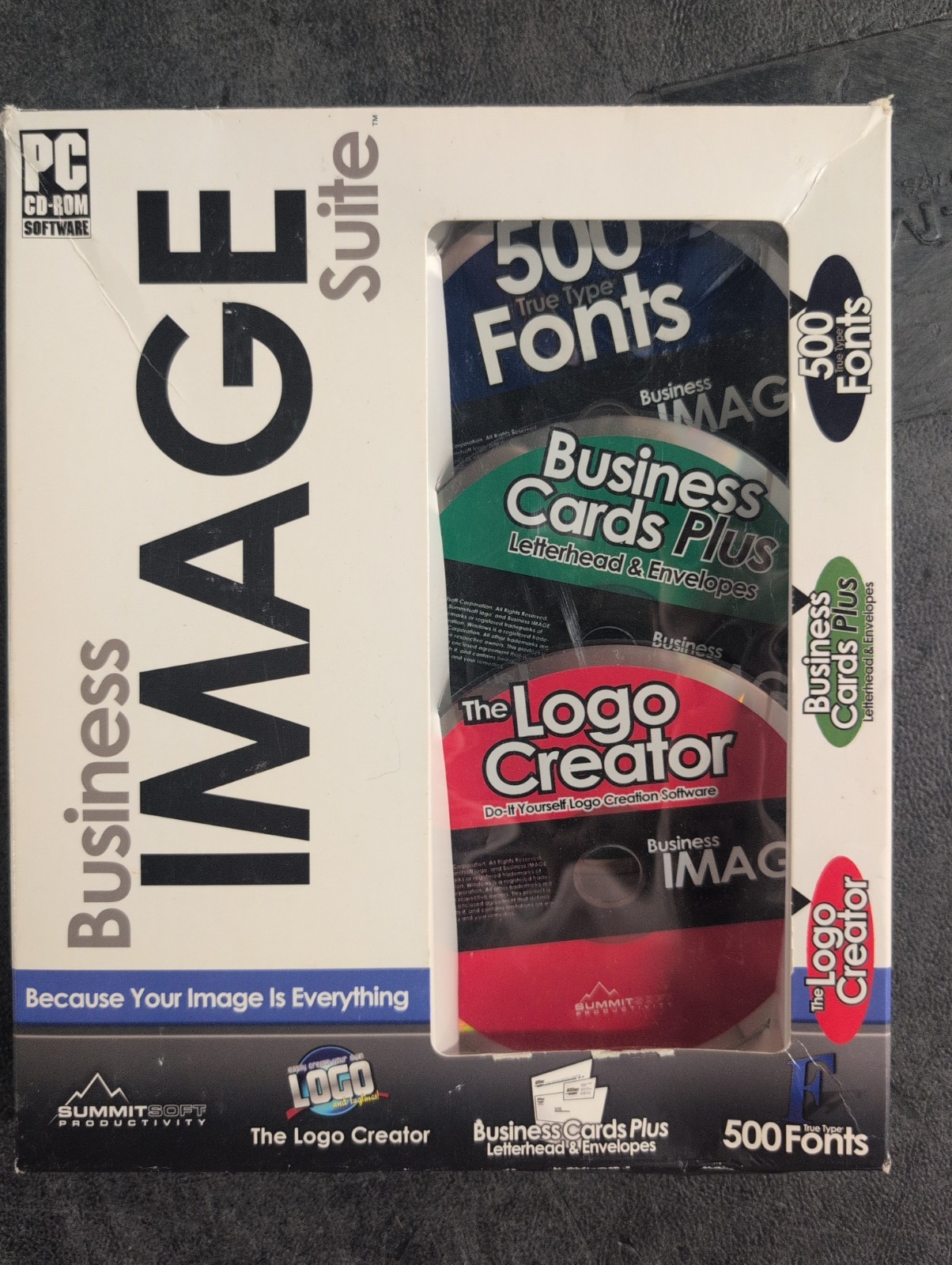 Summitsoft Business Image Suite PC CD-ROM Set Logo Creator 500 Fonts Vintage