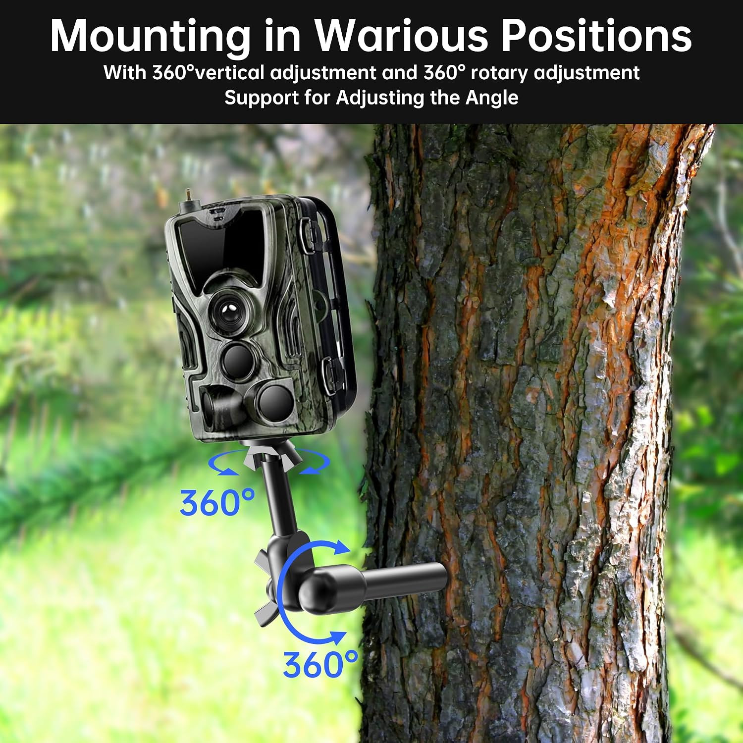 Trail Camera Mount, Trail Cam Mounts, Tree Hunting Accessory, 360° Rotatable Gam