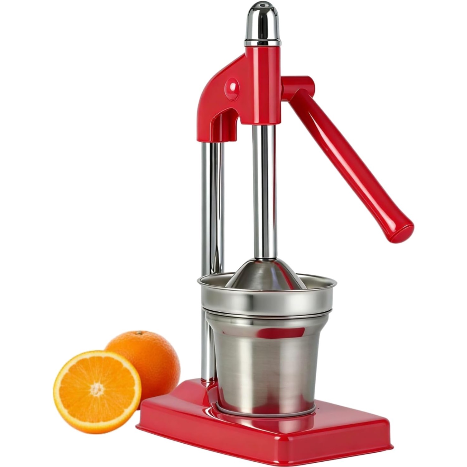 Commercial Grade Stainless Steel Manual Juicer for Fresh Citrus Juices - Red