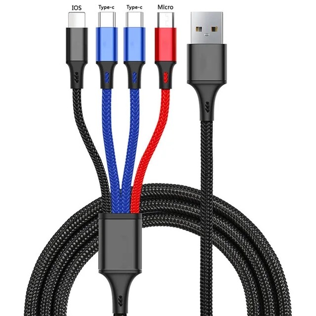 4 in 1 Multi USB Charging Cable Fast Charger Cord For iPhone/Type C/Micro -2024