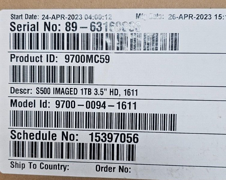 New Imaged NCR S500 Hard Drive 9700MC59 (9700-0094-1611) 1TB 3.5 ST1000DM010