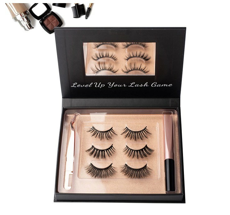 Magnetic Eyelashes with Eyeliner Kit - 3D Magnetic Eyelashes Kit with 3 Pairs