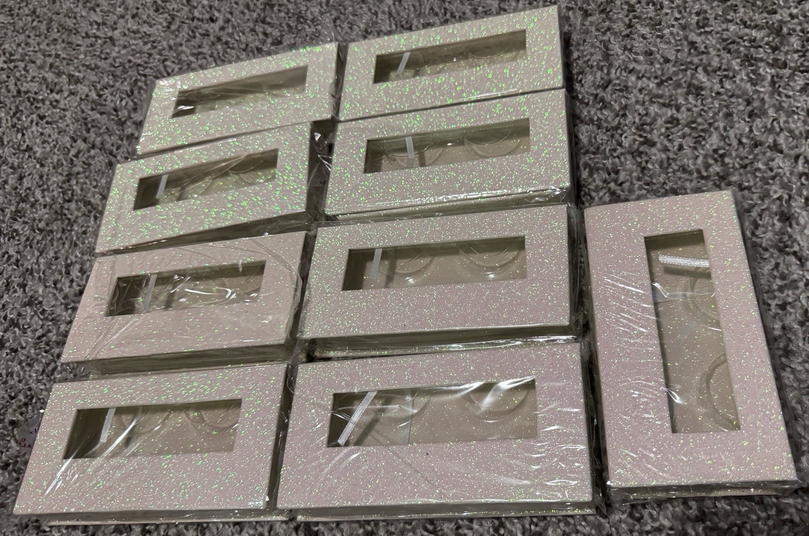 Clear Individual Eyelashes, Glitter Packaging, False Eyelash Set