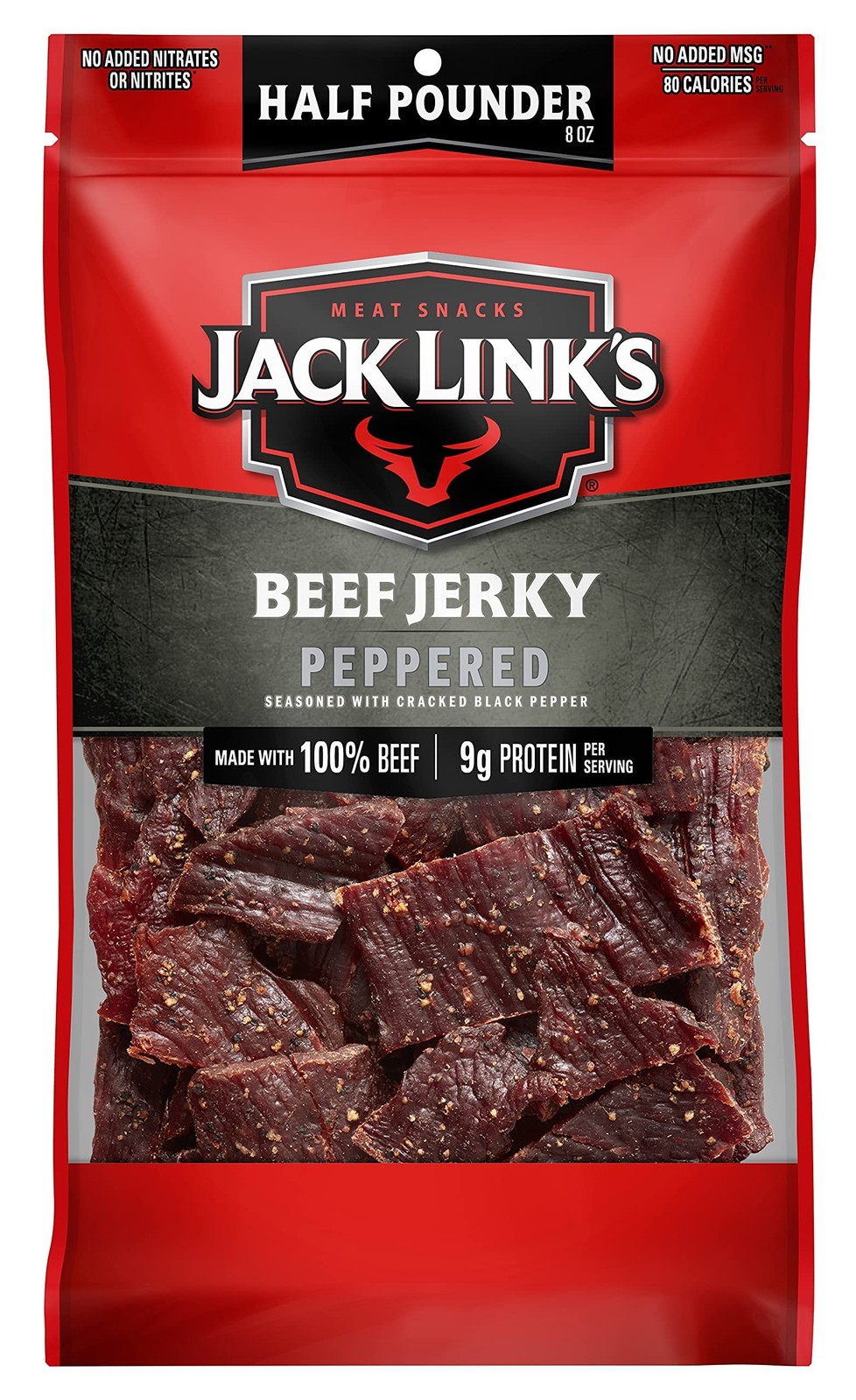 Jack Link's Peppered Beef Jerky Half Pounder - 8 oz Large 8 Ounce (Pack of 1)