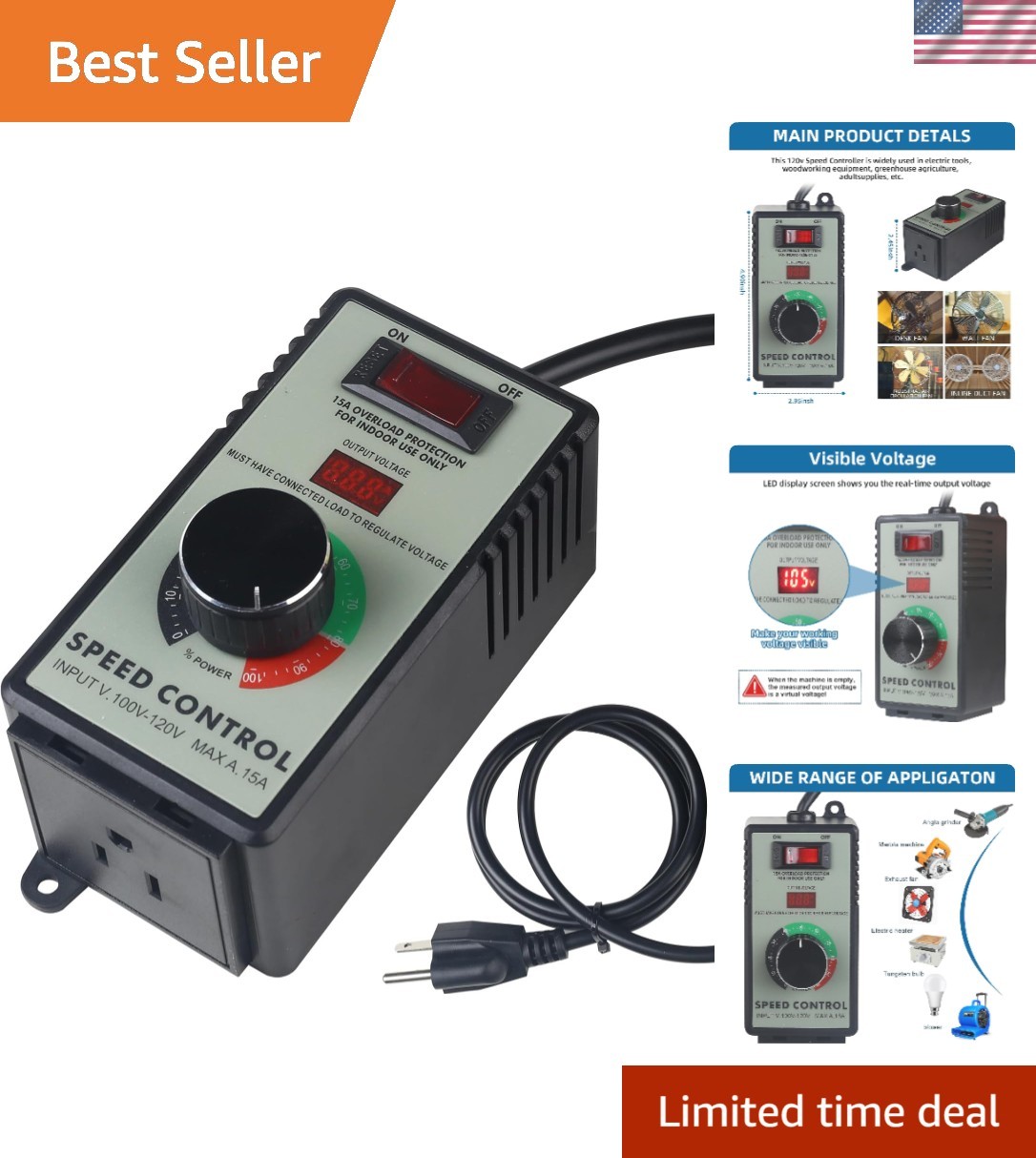Multi-Functional Speed Controller 0-20V, 5A Max for Home & Workshop Applications