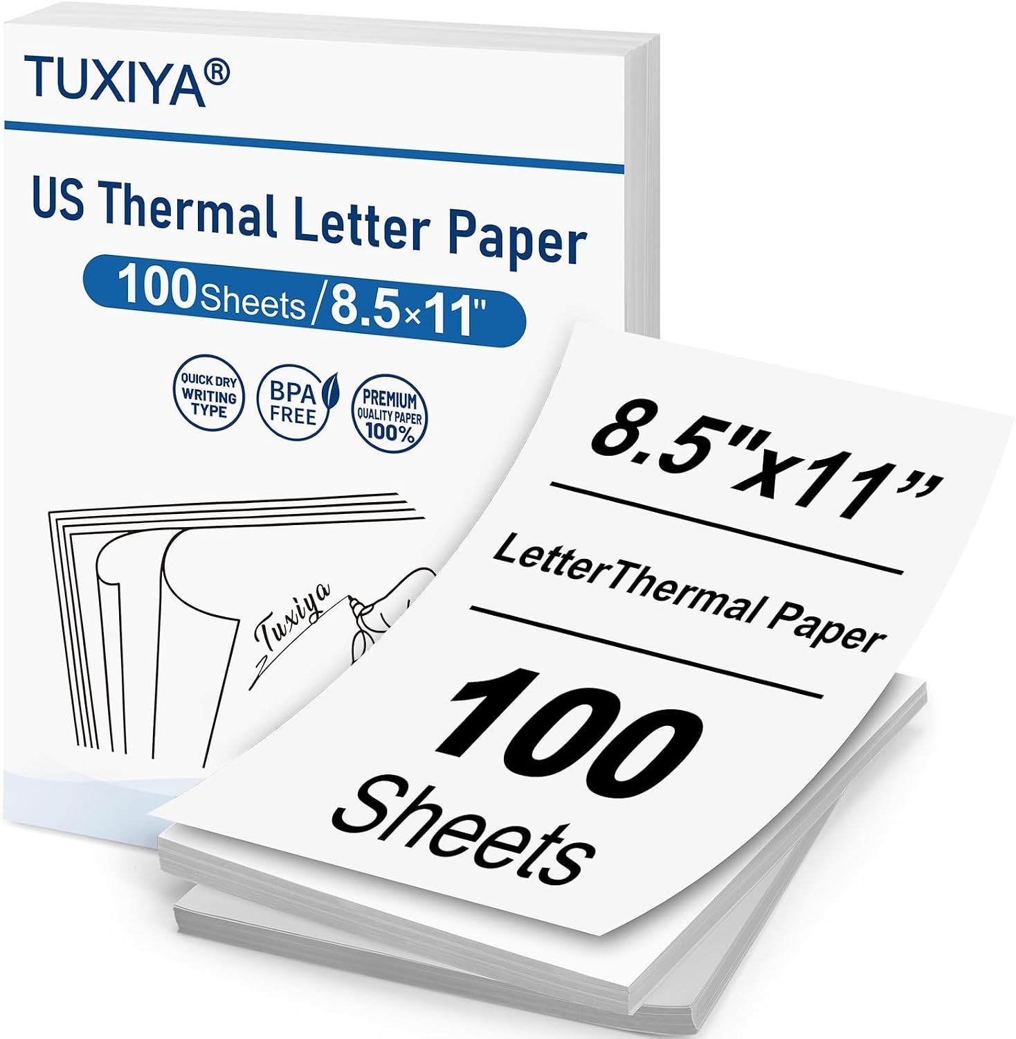 100 Sheets Thermal Printer Paper 8.5 x 11 Inch BPA Free