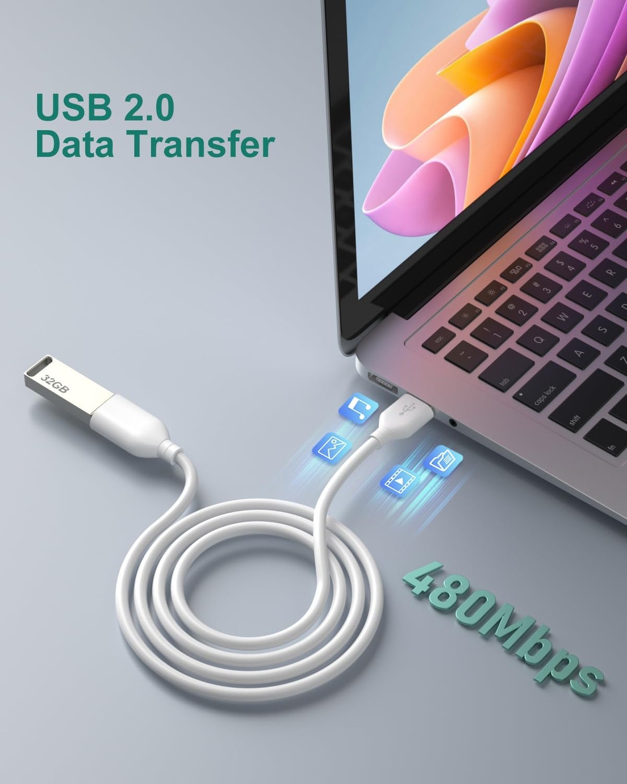 4-Pack 6ft White USB Extension Cables – USB 2.0 Type A Male to A Female Ex