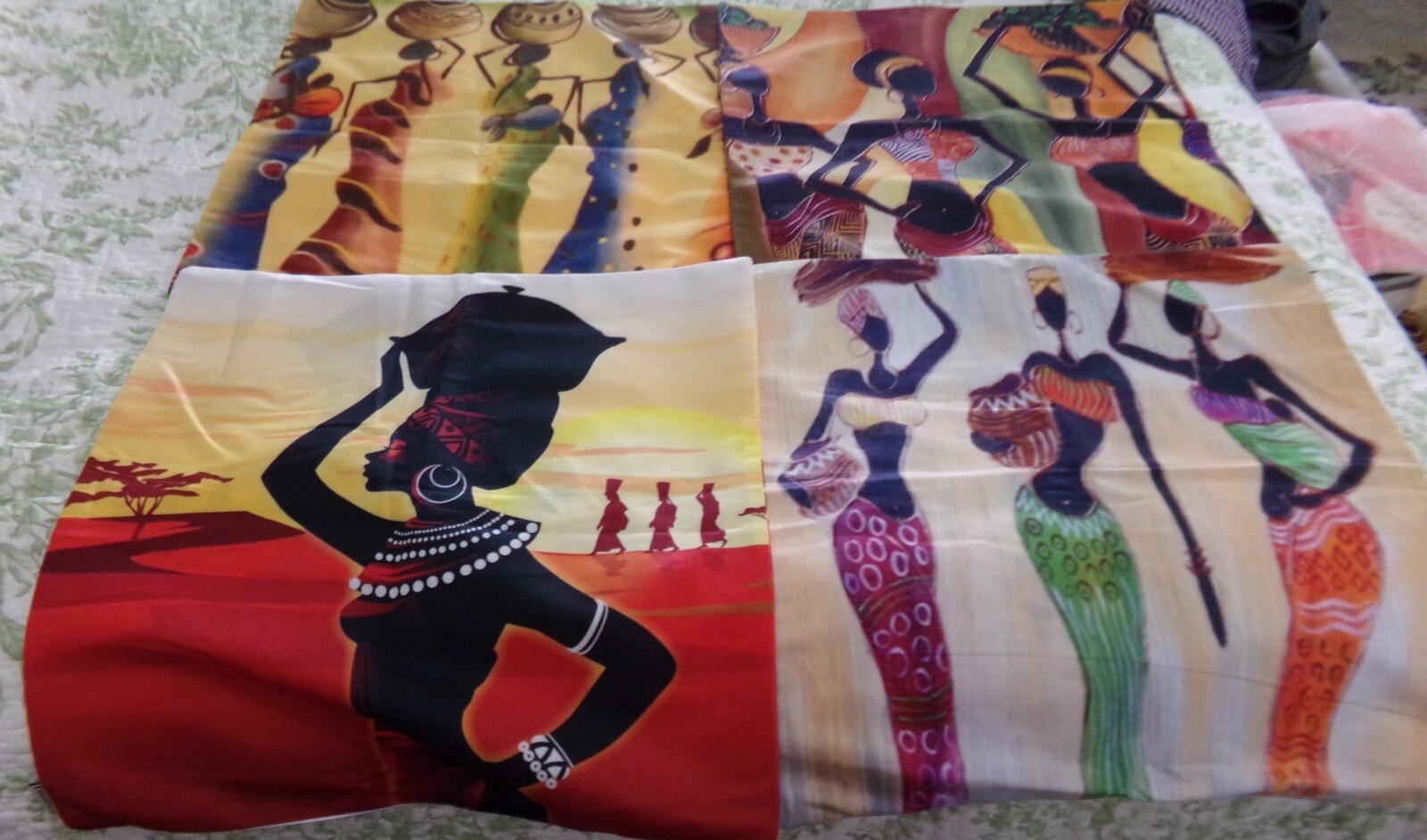 4 Emvency 17 x 17 Inch Pillow Covers Colorful Tribal African Woman Prints EUC!