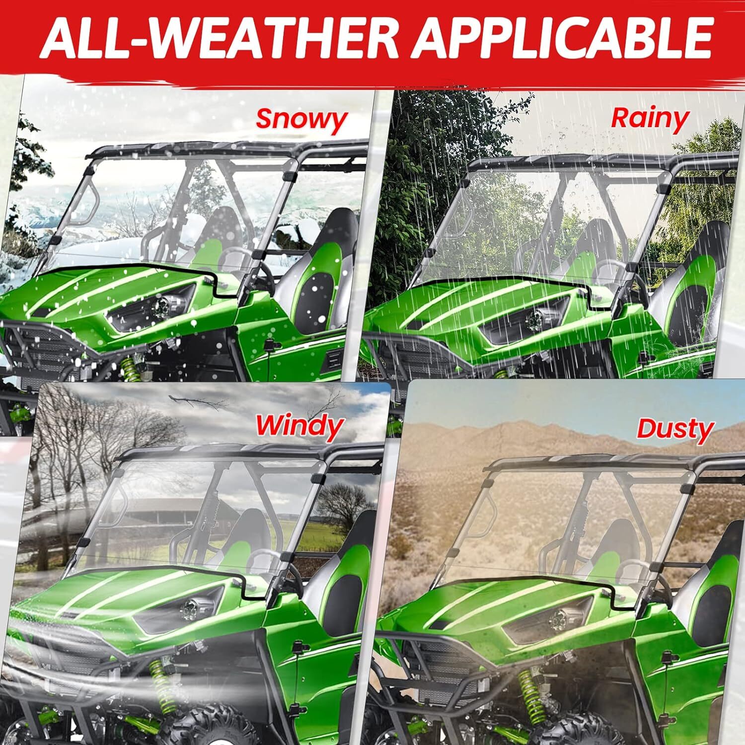UTV Full Front Windshield for KAWASAKI Teryx 4 750 Teryx 800/4 800 2013-2015