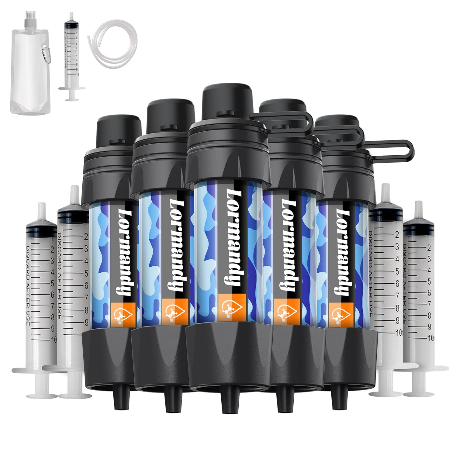 Straw Water Filter 5 Pack – Outdoor Camping & Hiking Survival Gear Kit for Famil