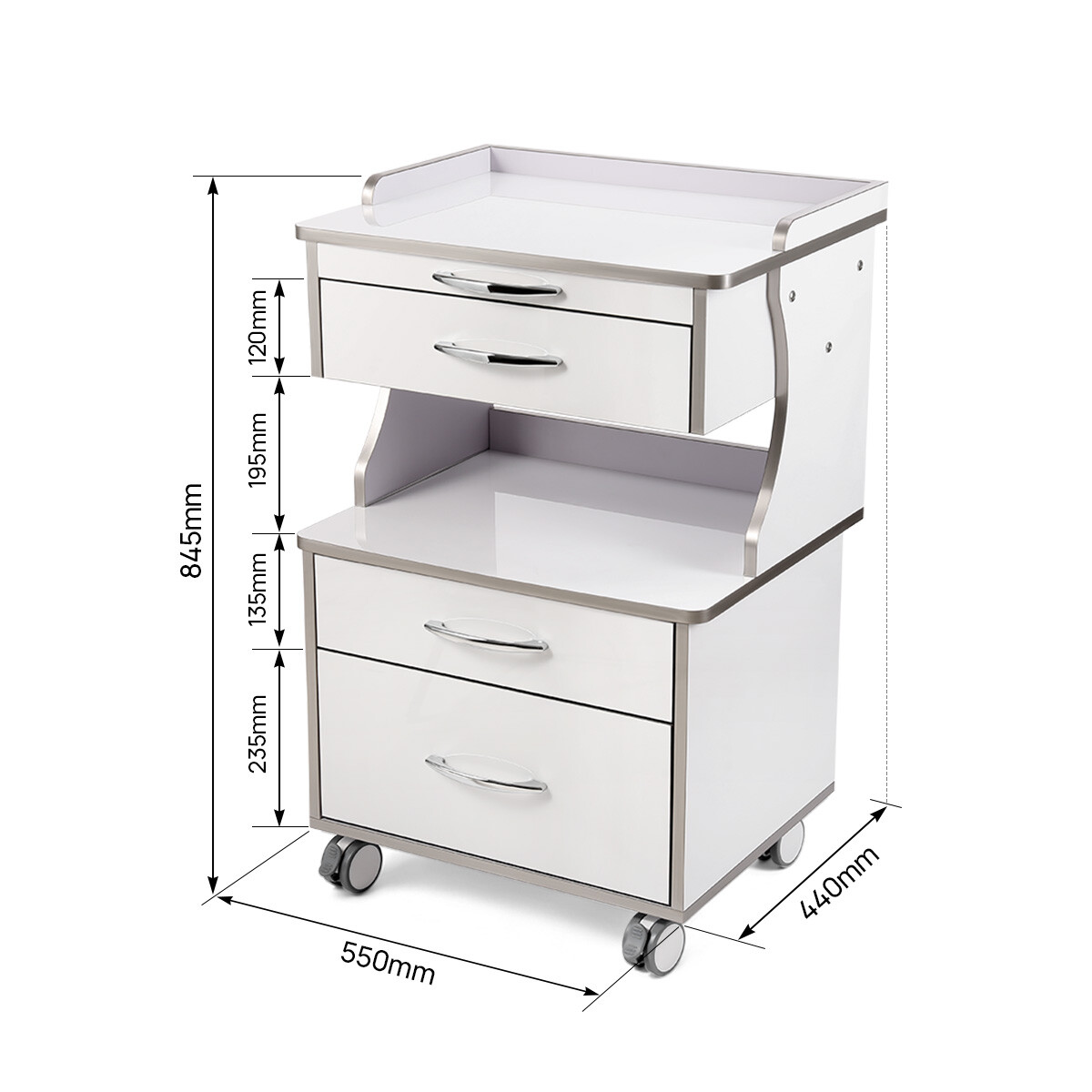 AZDENT Dental Multi-Function Mobile Cart with 3/4/5 Drawers Medical Rolling Cart