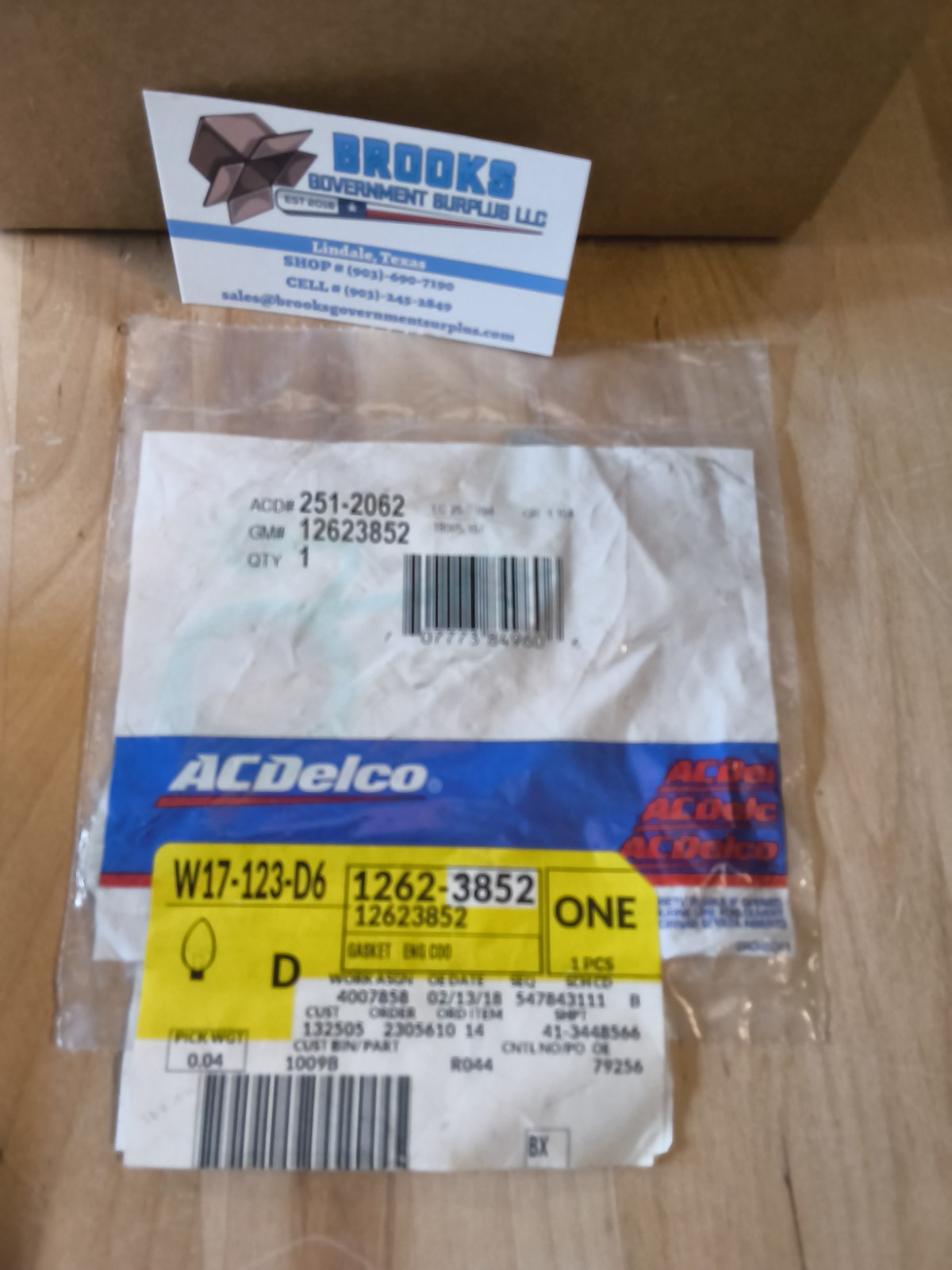 AC Delco 251-2062 Engine Coolant Outlet Gasket New