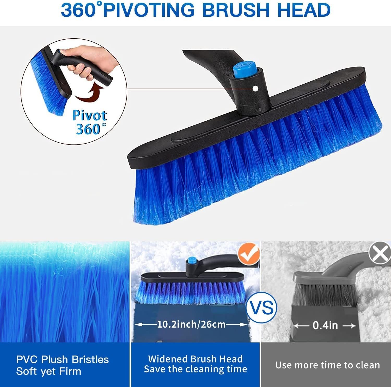 for Car Windshield, Upgraded 31 Inch Snow Scraper and Brush Combo Extendable ...