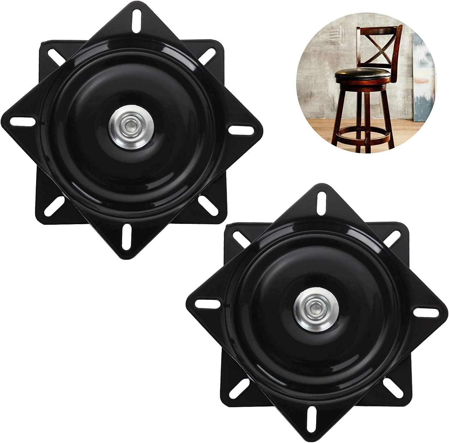 2 Pack 8 Inch Heavy Duty Bar Stool Swivel Replacement, 500Lbs Capacity 360 Degre