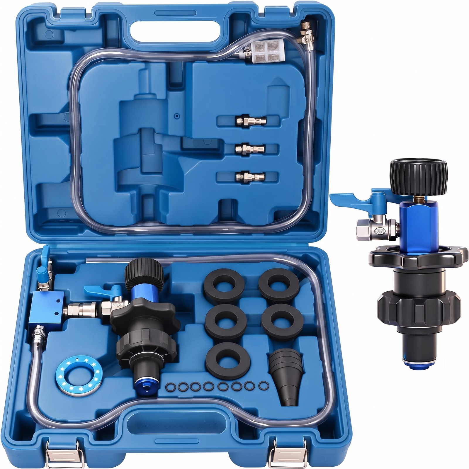 Cooling System Vacuum Fill Tool Radiator Pressure Tester Test Kit With Adapters