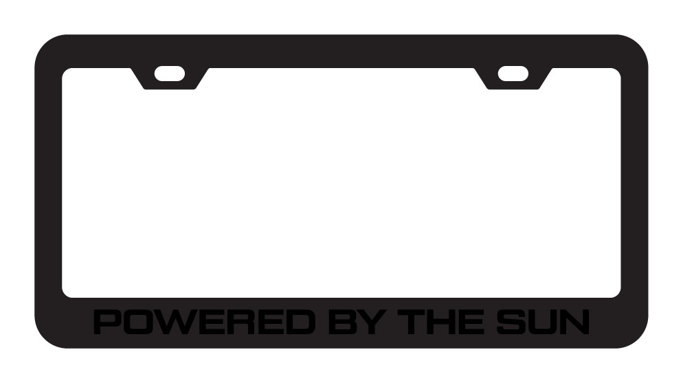 Powered By the Sun Tesla Black License Plate Frame