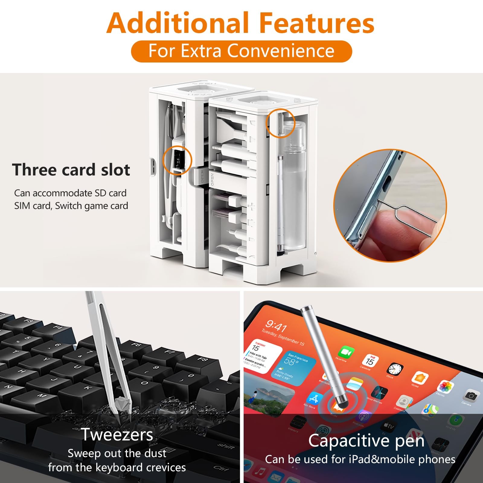 Cell Phone Cleaning Kit, iPhone Kit for Charging Port White (Base)