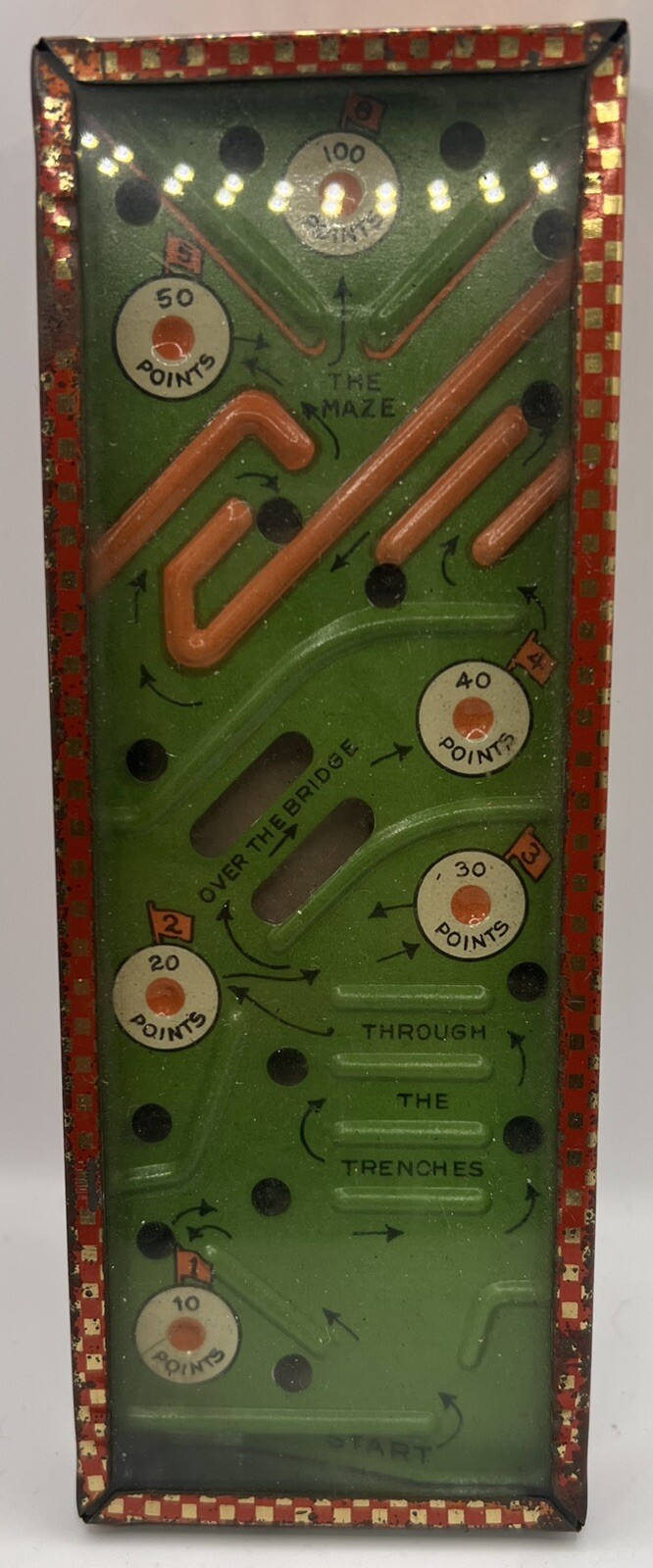 Vintage Tin Litho Miniature Handheld Golf Game - Rare! Inside VG, Case has Rust