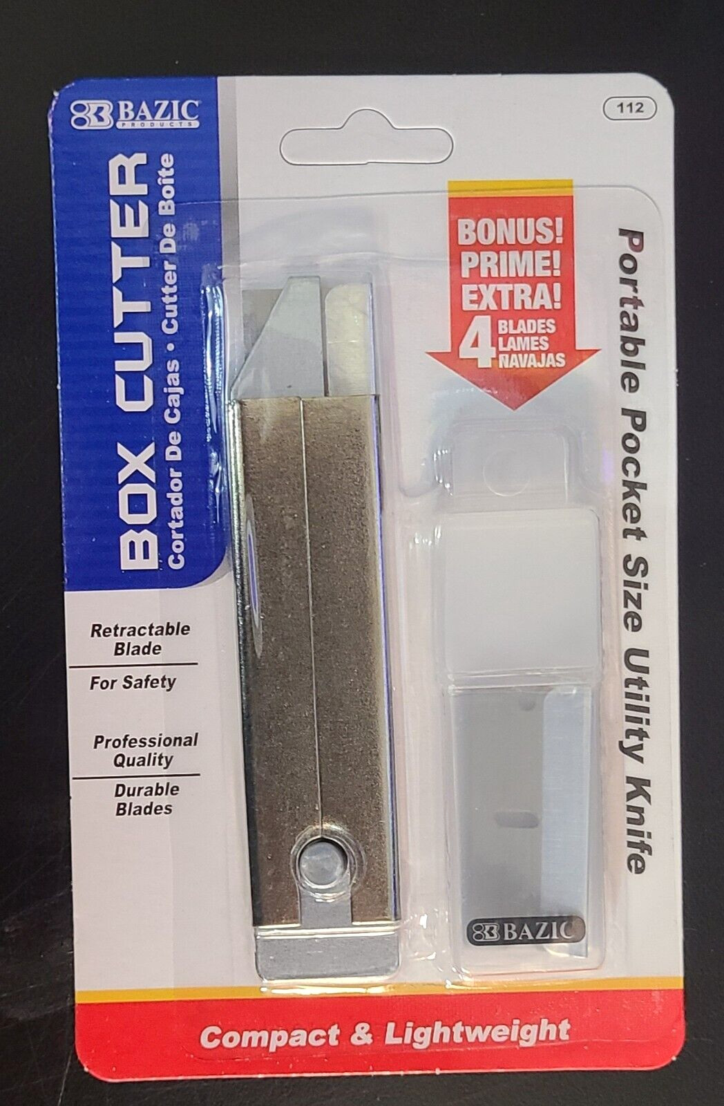 Carton Box Cutter Pocket Compact Utility Knife Retractable Razor Blade w/ Case