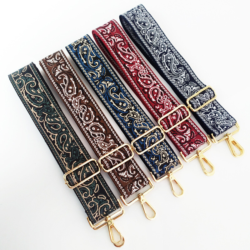Womens Handbag Wide Embroidery Belt Shoulder Handles Crossbody Adjustable Straps