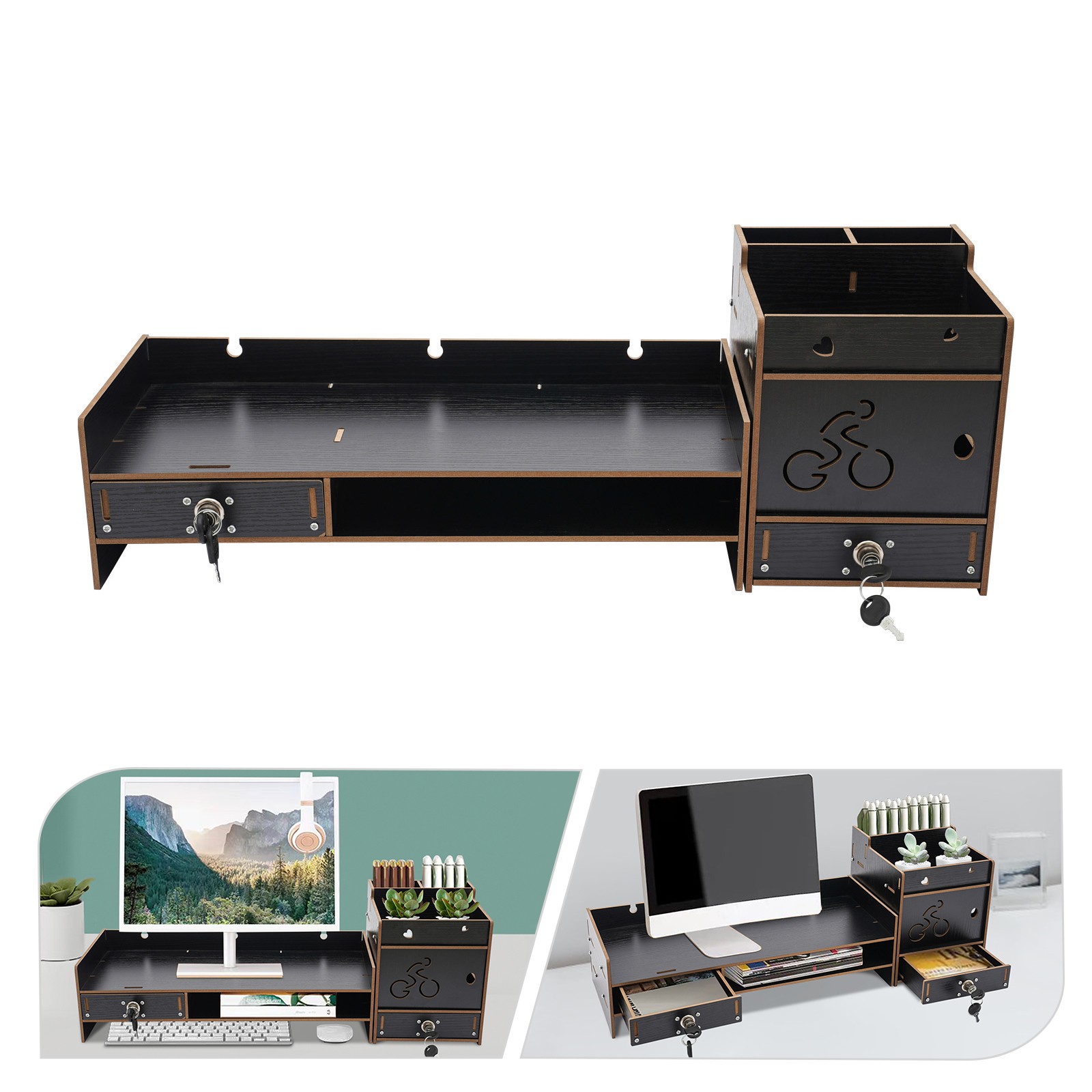 Desktop Monitor Stand Monitor Stand Organizer Computer Monitor Riser w/ Drawer