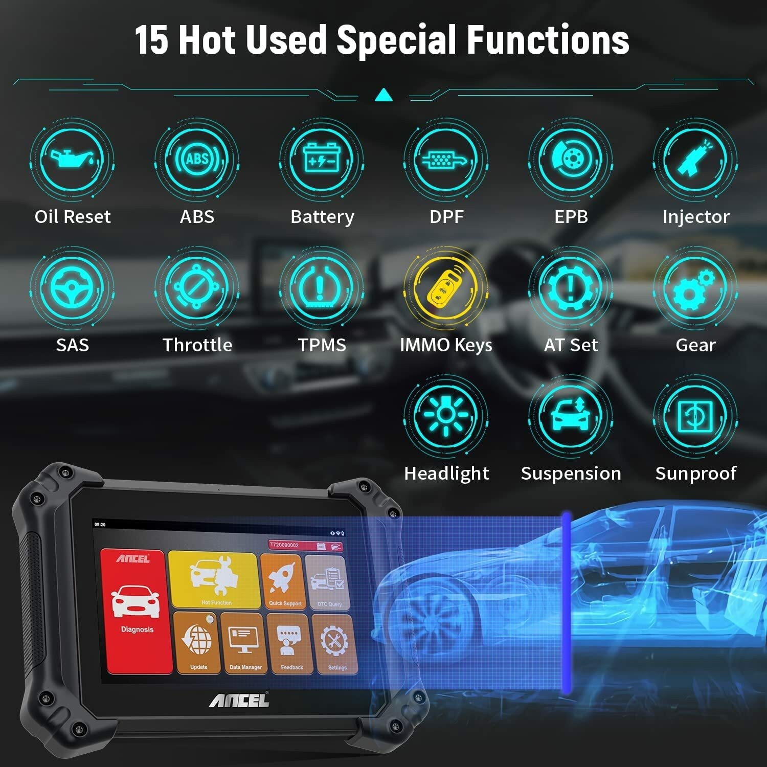 ANCEL V6 All System Bidirectional OBD2 Scanner Diagnostic Tool ECU Coding Reset