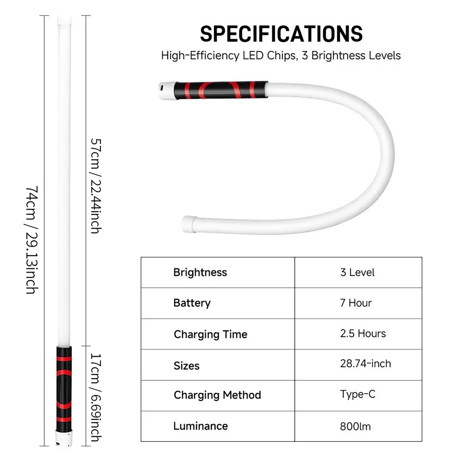 Flexible LED Flashlight Stick,Work Light with High- LED D1U47579