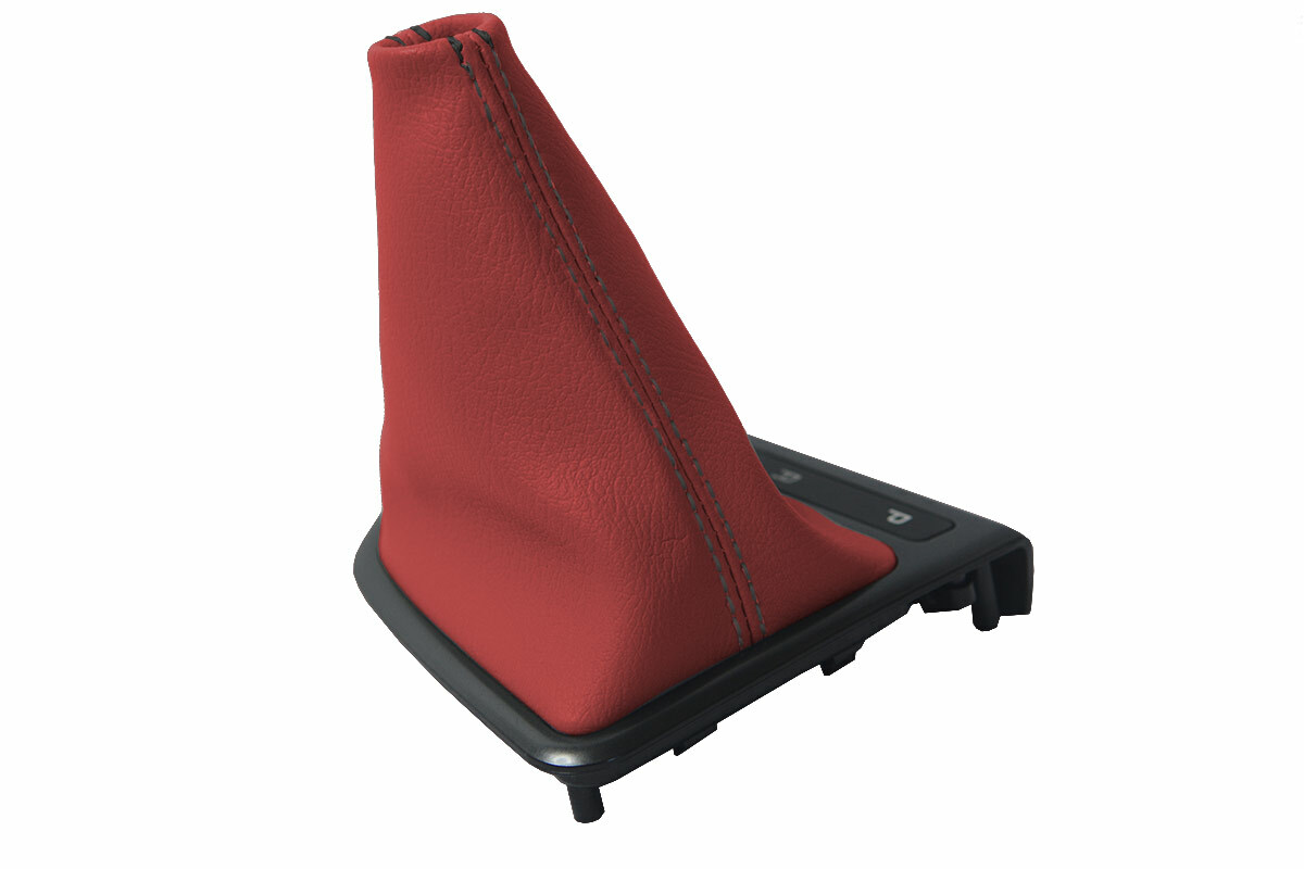 Automatic Shift Boot Cover Leather for Kia Optima 2011-2015 Red Black Stitch