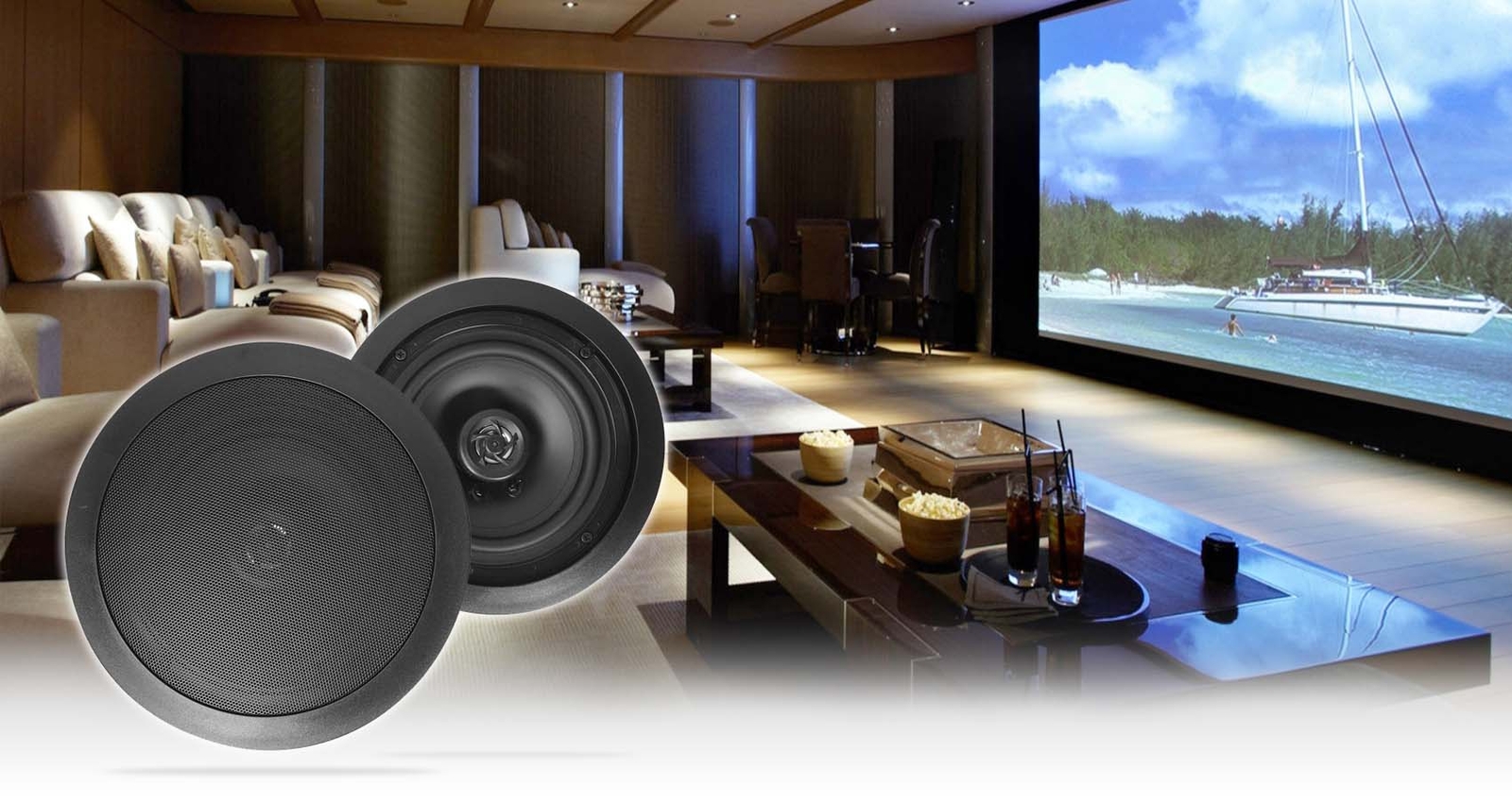 Technical Pro RX4CH Bluetooth Home Receiver Amp+(8) 6.5" Black Ceiling Speakers