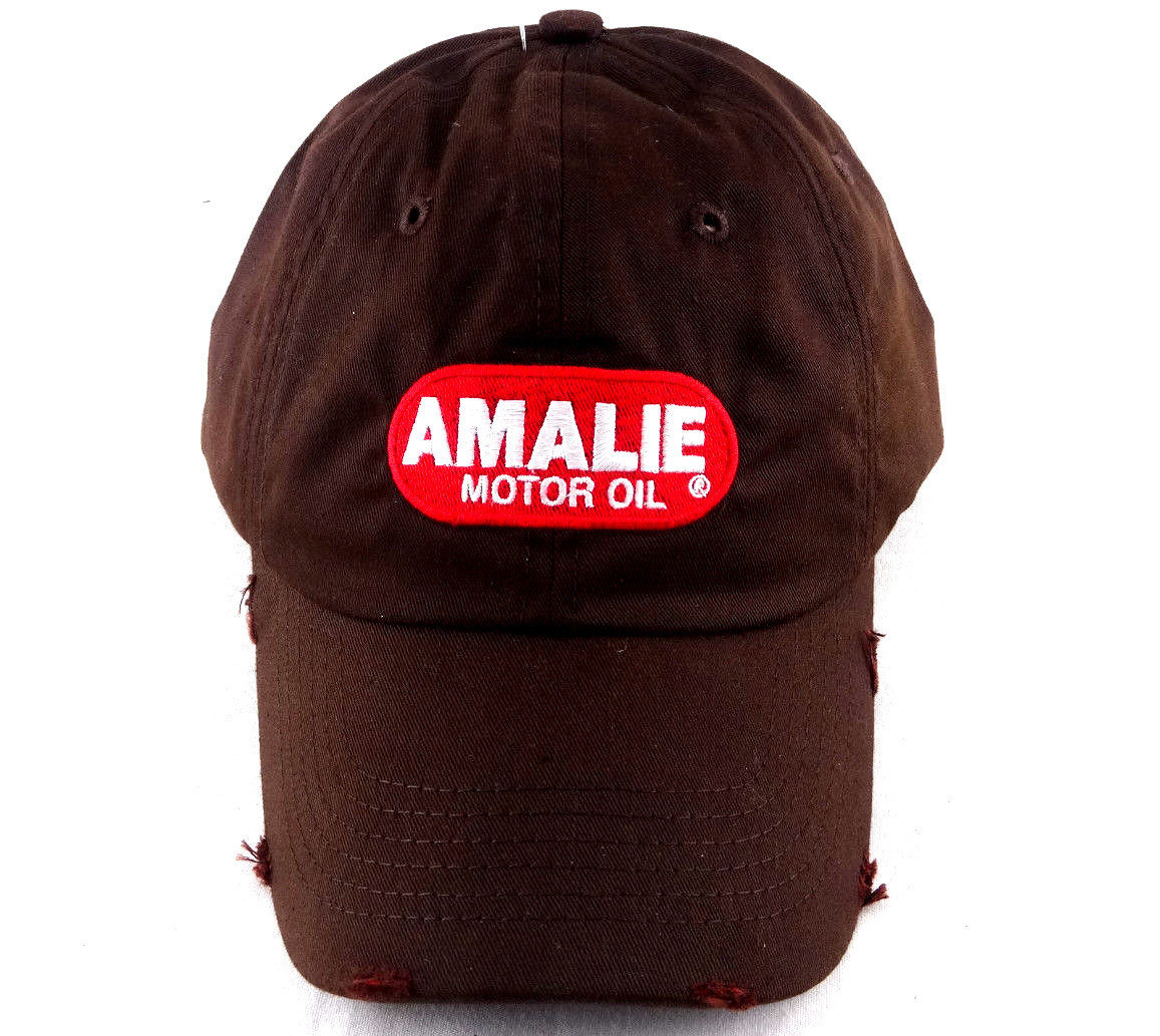 Amalie Motor Oil Brown Twill Baseball Hat Cap w/ Embroidered Patch Free Shipping